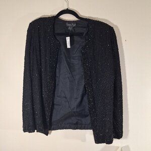 Vintage Lawrence Kazar Black Beaded 90's style shoulder pads size large